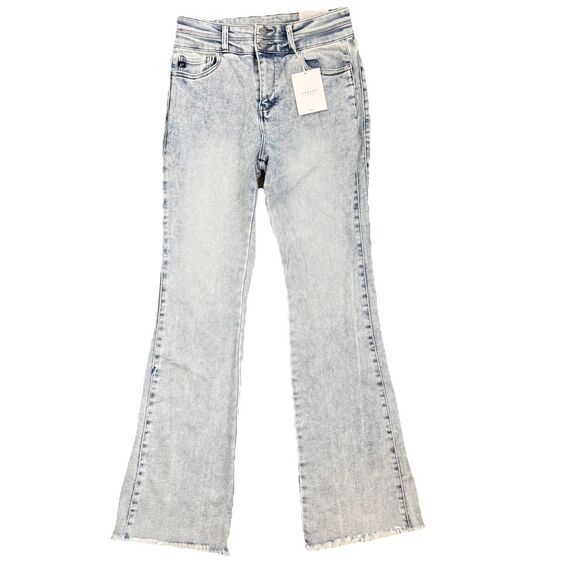 NWT KanCan Jeans Women's 11/29 High Rise Bootcut Flare Acid Wash Raw Hem - Picture 1 of 13
